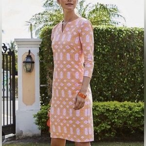 J. McLaughlin Carly Mini Cabana Dress 3/4 Sleeve Geometric Orange Pink N…